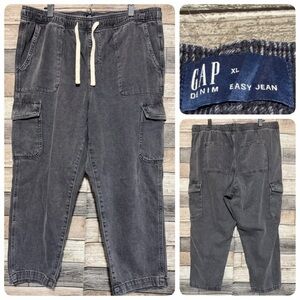 Gap Easy Jean Cargo Drawstring Women’s XL Gray (Inseam 24.5) Elastic Waist